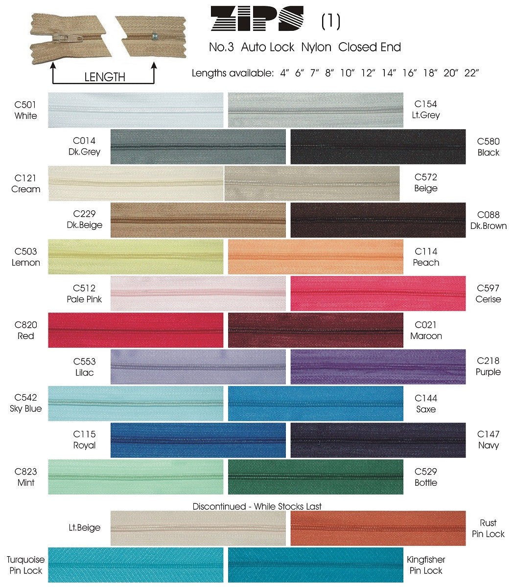 Royal Closed End Zips