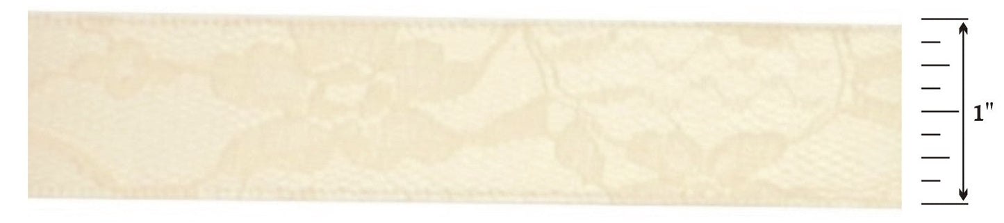 25mm Lace Covered Satin Ribbon