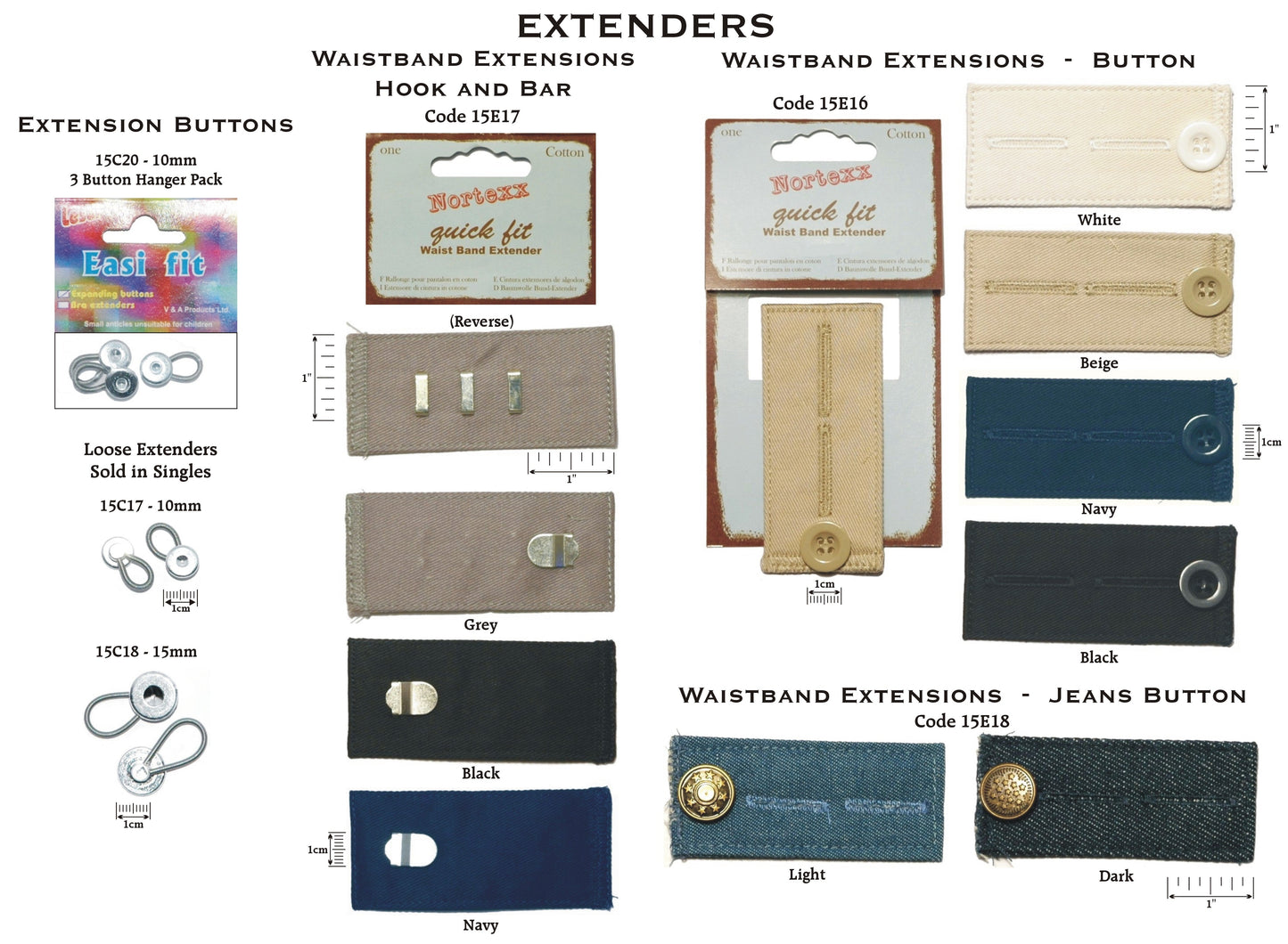 15mm Button Extenders