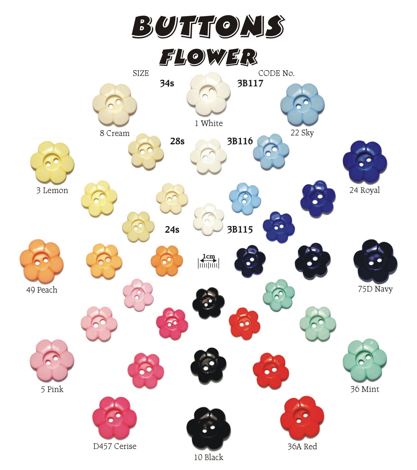 2 Hole Flower Button