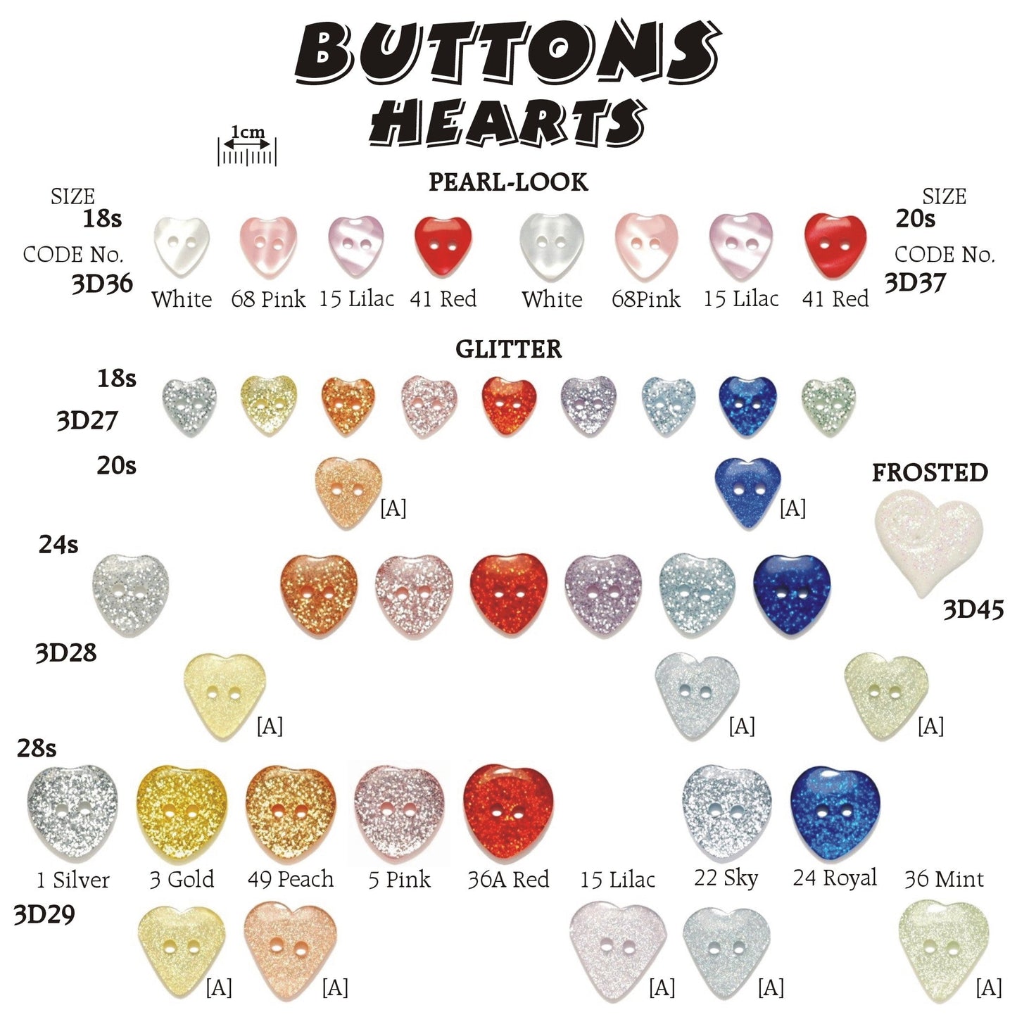 2 Hole Heart Buttons