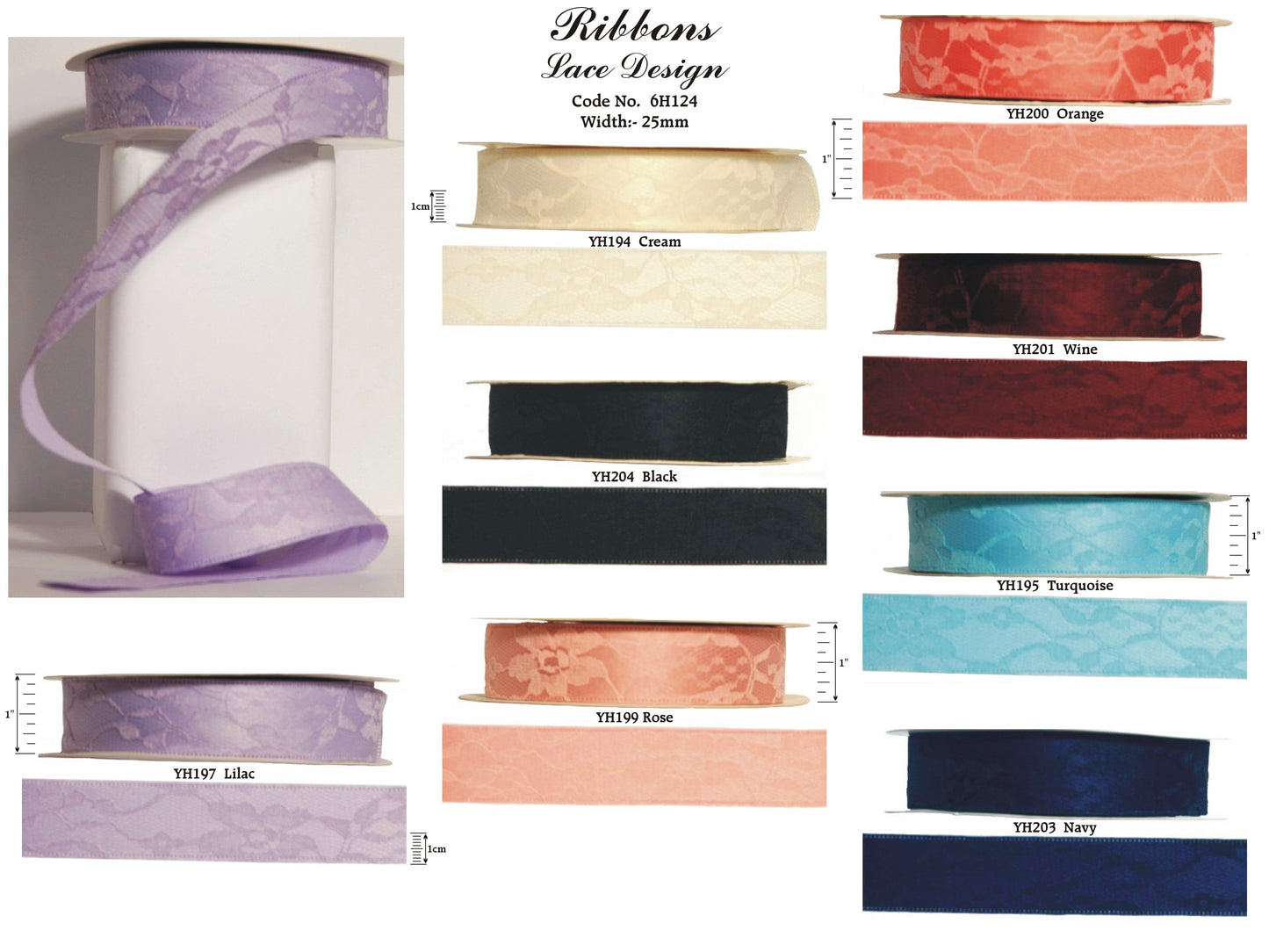 25mm Lace Covered Satin Ribbon