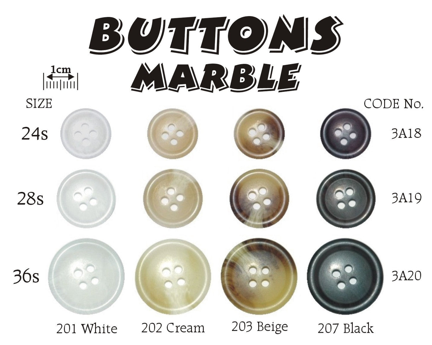 4 Hole Marble Buttons
