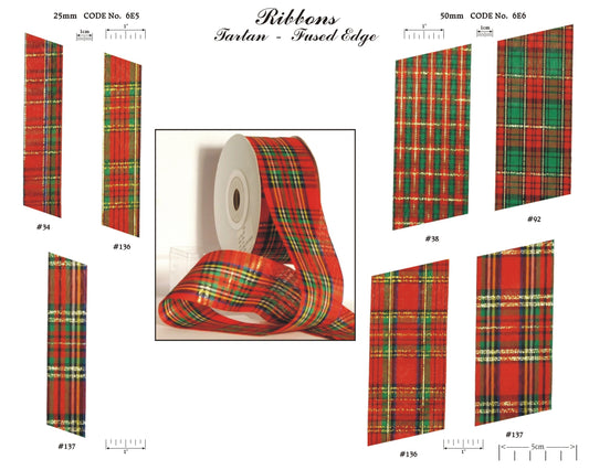 50mm Lurex Tartan Ribbon