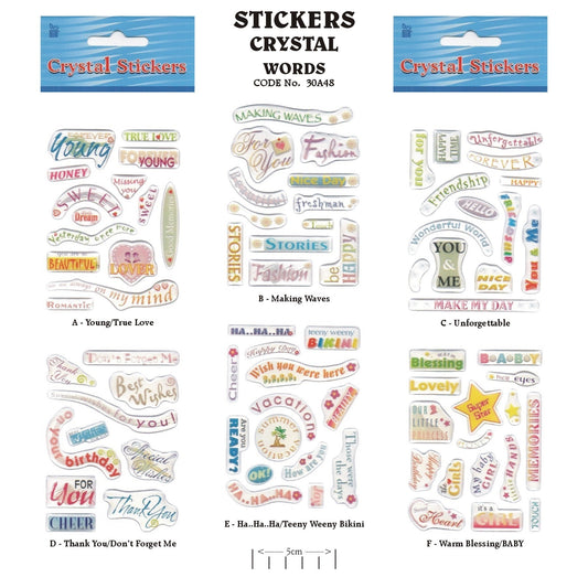 Crystal word stickers