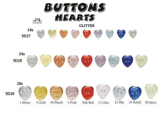 Glitter Heart Buttons