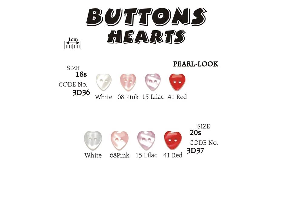 2 Hole Heart Buttons