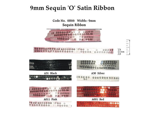 9mm Sequin 'O' Satin Ribbon