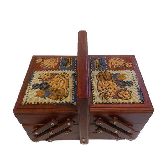 Wood 3 Tier Sewing Box